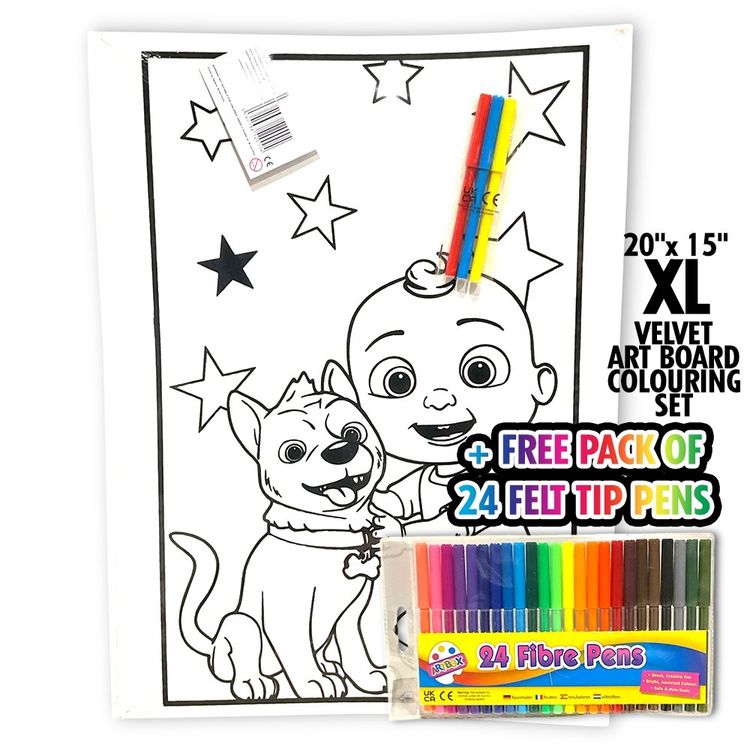 Velvet Xl  CocomelonVelvet Art Board Colouring Set With 24 Felt Tip Pens product image